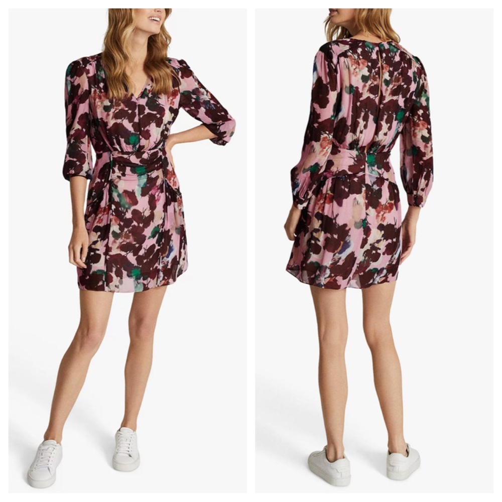 Reiss Josephine Floral Print Mini Dress